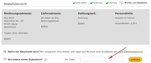 Gutscheincodenummer einfach einlösen