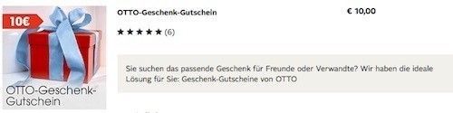 Geschenk Gutschein bei Otto
