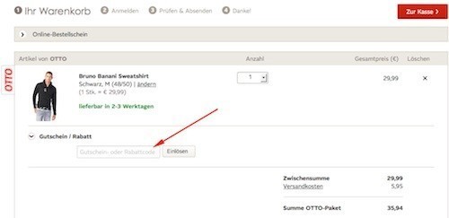 So löst Ihr den Otto Gutschein ein